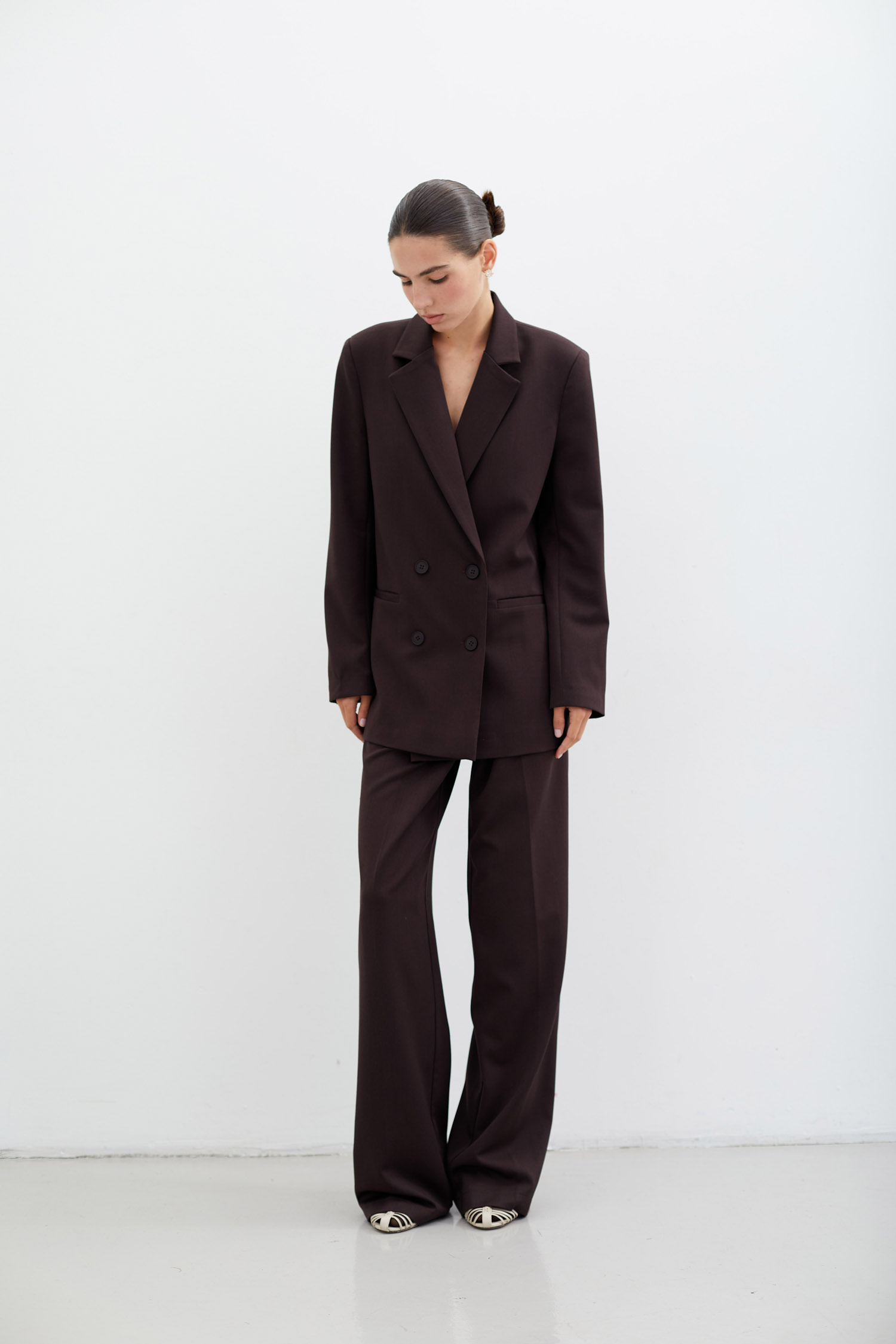 0069519-3 Брюки палаццо шоколадні Modena THE LACE (TLA_0069519) - фото 3