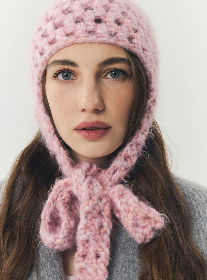 Шапка-бант рожева IN.WOVEN (INWVN_SHA_BOW_22_pn_w)