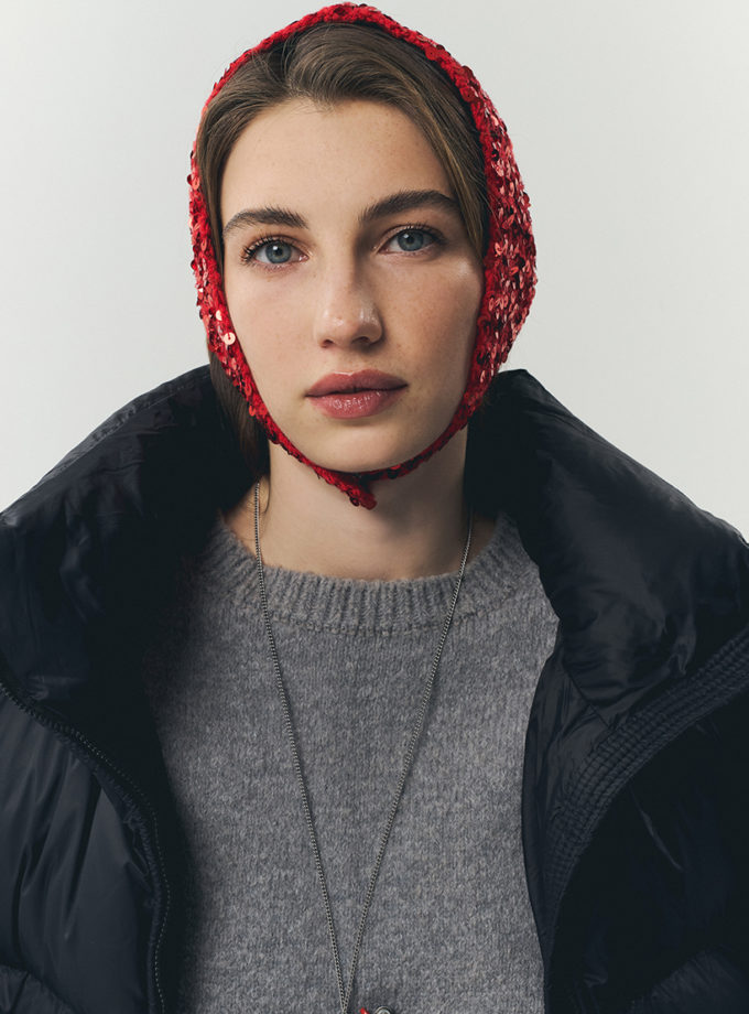 Косинка з лелітками червона IN.WOVEN (INWVN_KOS_SEQ_31_rd_w)