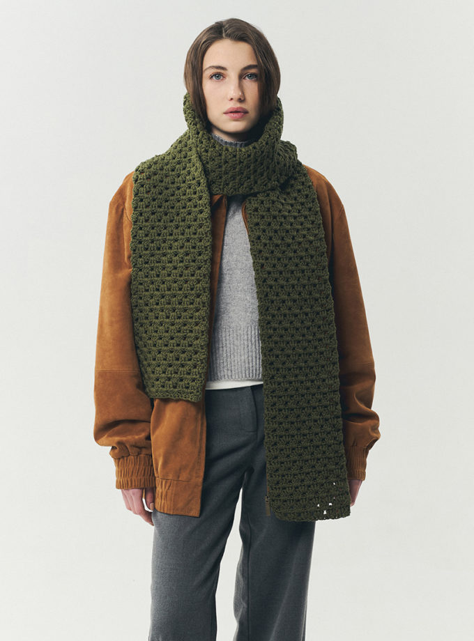 Шарф кроше хакі IN.WOVEN (INWVN_SHF_CRS_31_gn_w)