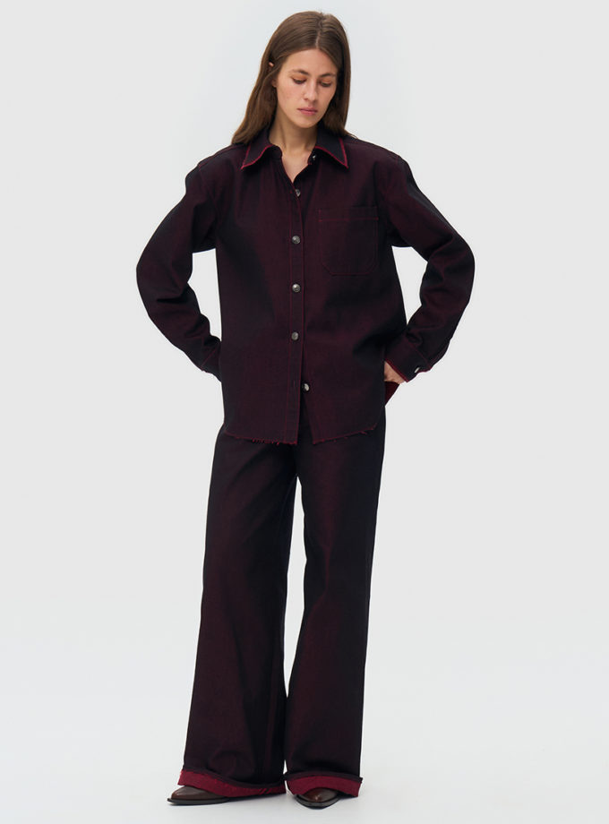 Джинсова сорочка оверсайз - червона WKMF (WKMF_283_4)