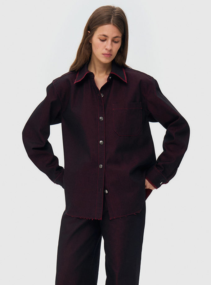 Джинсова сорочка оверсайз - червона WKMF (WKMF_283_4)