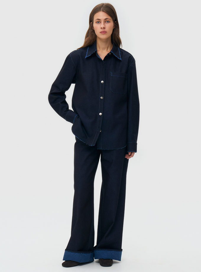 Джинсова сорочка оверсайз - cиня WKMF (WKMF_283_1)