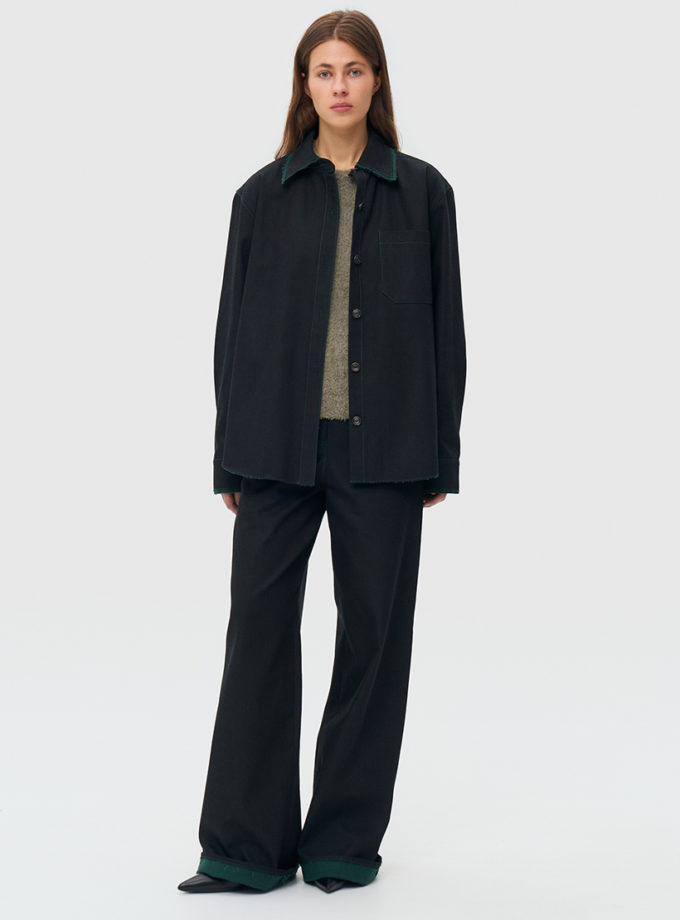 Джинсова сорочка оверсайз - зелена WKMF (WKMF_283_3)