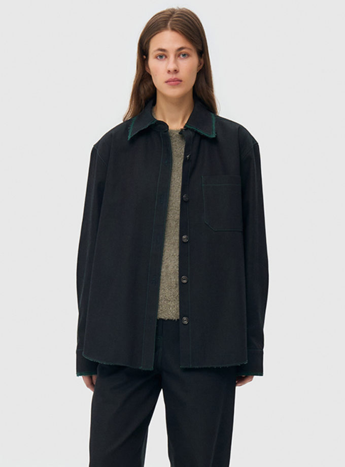 Джинсова сорочка оверсайз - зелена WKMF (WKMF_283_3)