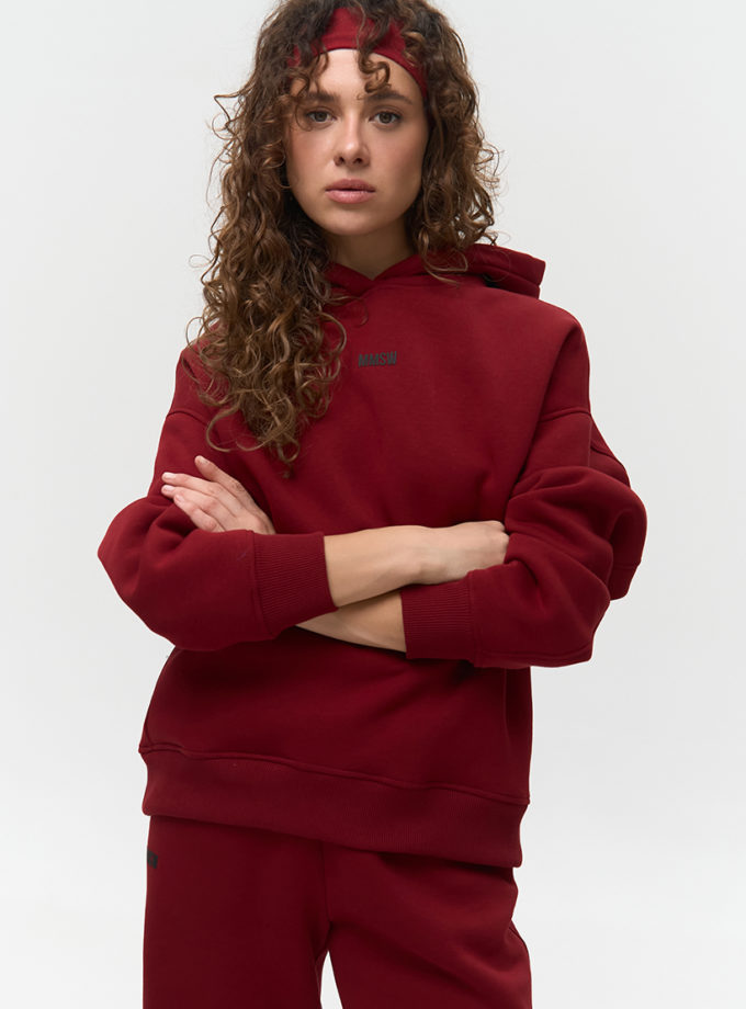 Худі з відстрочкою утеплене W26 бордо MMSW (MMSW_hood-W26-BG)