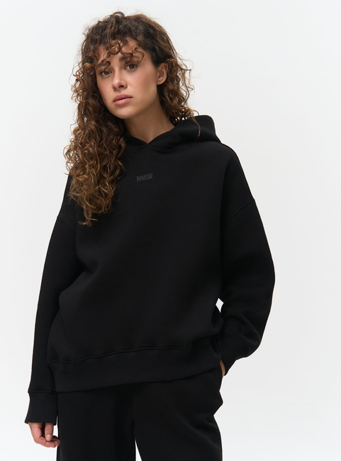 Худі з відстрочкою утеплене W26 світлий чорне MMSW (MMSW_hood-W26-BL)