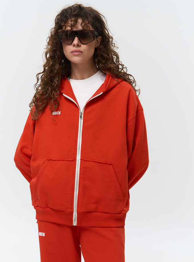 Худі подовжений на блискавці червоний MMSW (MMSW_hood-SSOS-28)