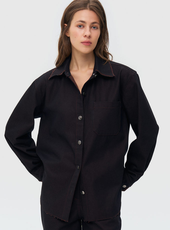 Джинсова сорочка оверсайз - коричнева WKMF (WKMF_283_2) - фото 8