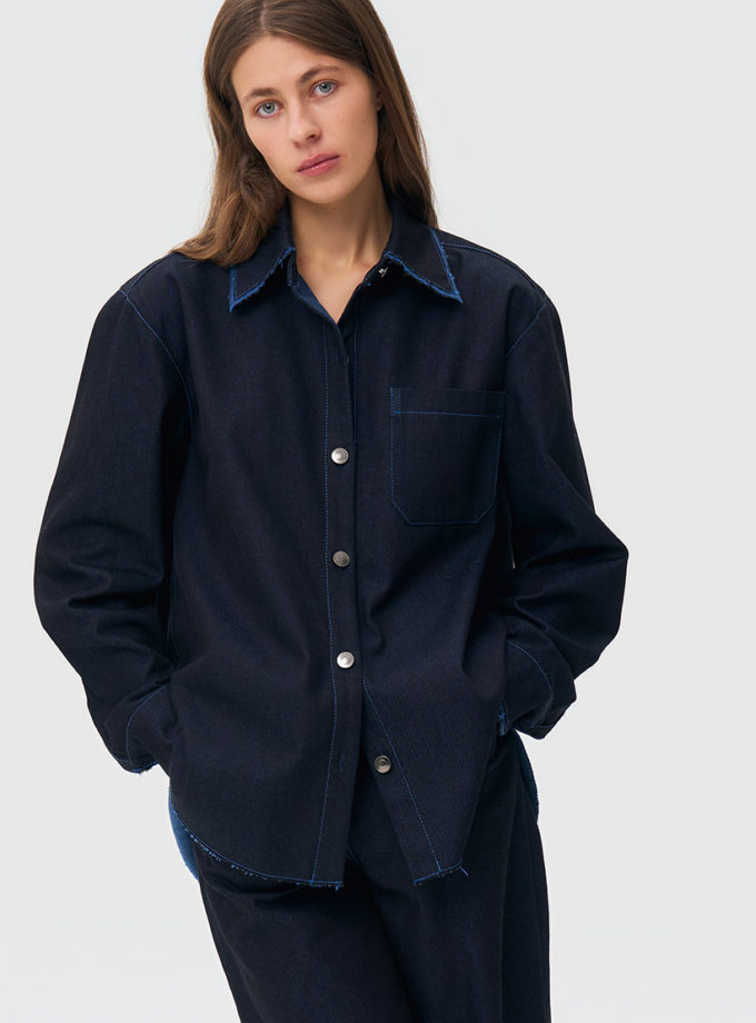 Джинсова сорочка оверсайз - cиня WKMF (WKMF_283_1) - фото 7