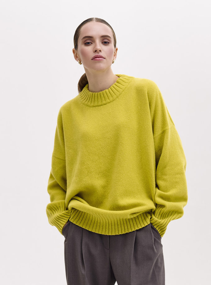 Светр об'ємний з вовни мериноса та кашеміру FIORE BIANCO (FRBC_cash_lemon)