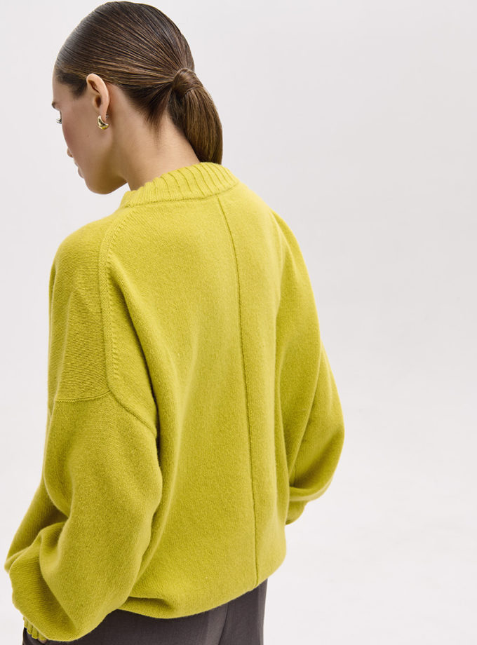 Светр об'ємний з вовни мериноса та кашеміру FIORE BIANCO (FRBC_cash_lemon)