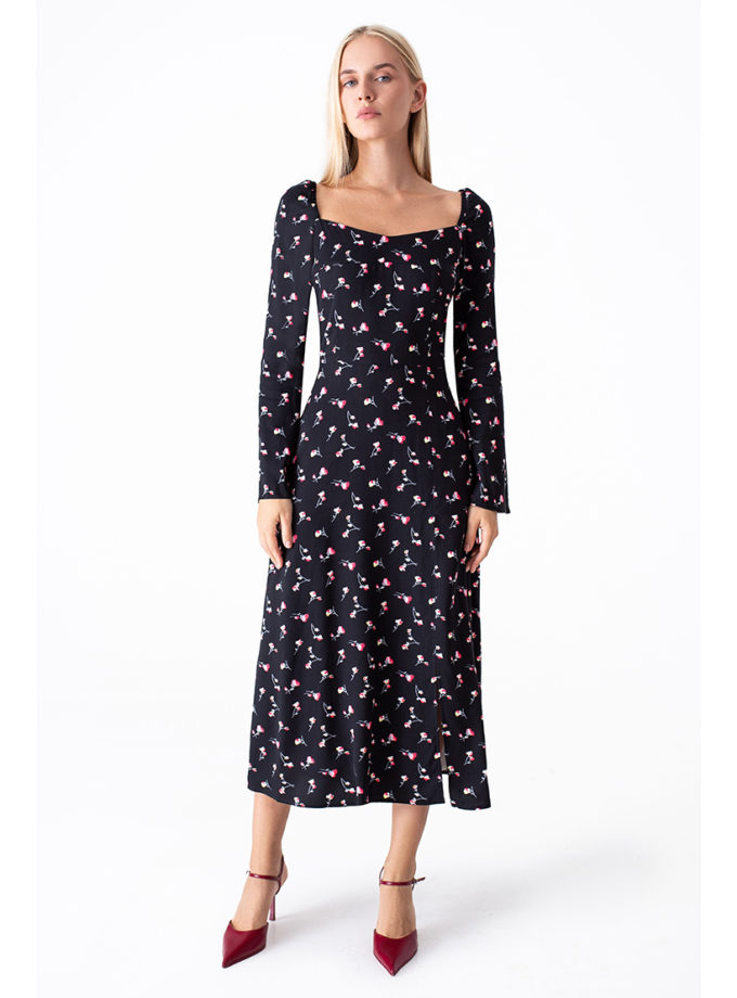 Сукня з розрізом у квітковий принт MAGNETIC (MGN_1744BK)