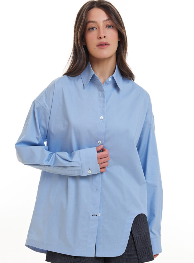 Сорочка з фігурним низом у блакитному ATTIE (ATT_SHRTBLU07)