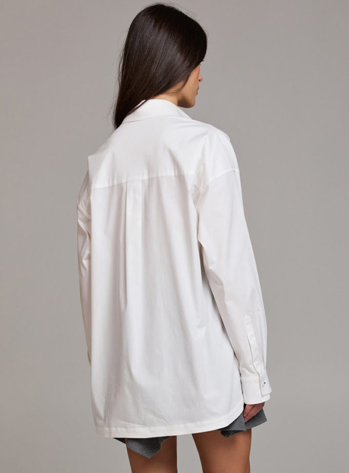 Сорочка з фігурним низом у білому ATTIE (ATT_SHRTWHT07)