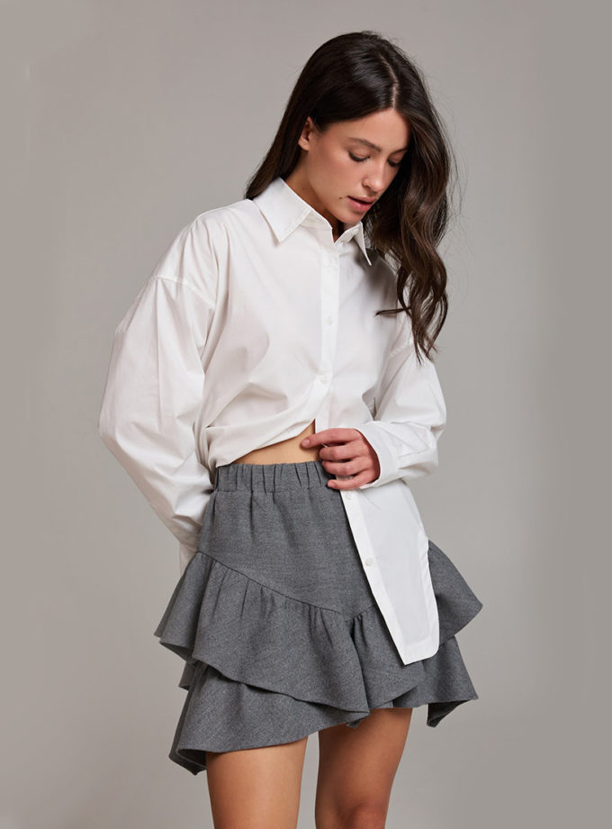 Сорочка з фігурним низом у білому ATTIE (ATT_SHRTWHT07) - фото 9