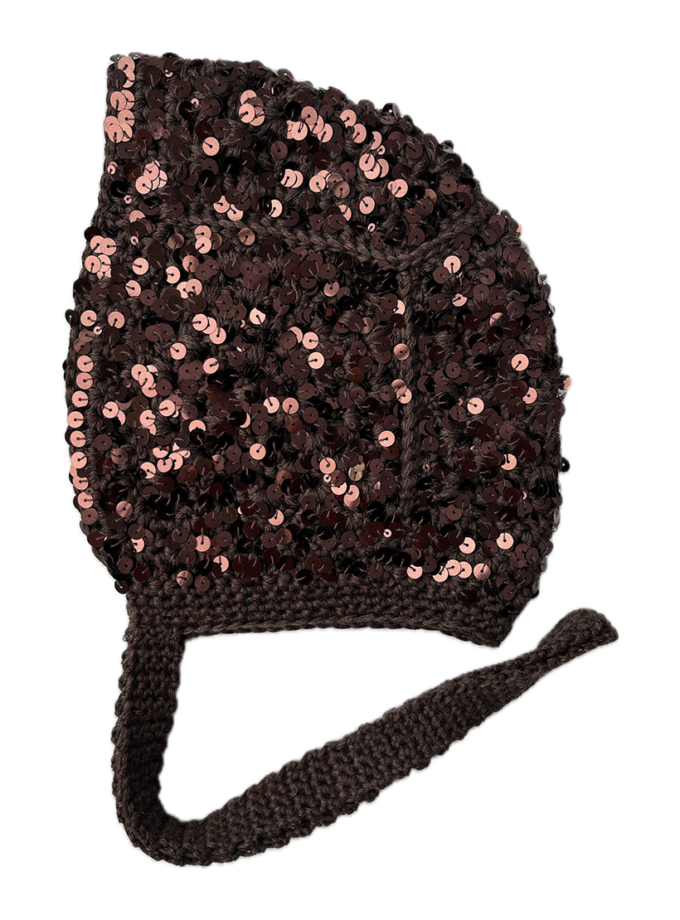 Чепчик з лелітками коричневий IN.WOVEN (INWVN_CHP_SEQ_45_br_w)