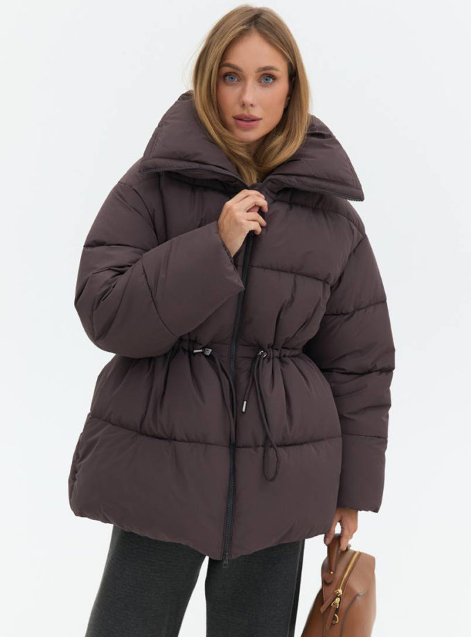 Пуховик на затяжках коричневий TWICE (TWC_OW2504053211_br)