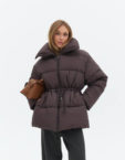 Пуховик на затяжках коричневий TWICE (TWC_OW2504053211_br)