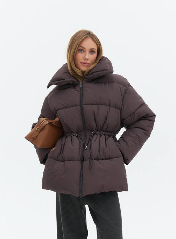 Пуховик на затяжках коричневий TWICE (TWC_OW2504053211_br)