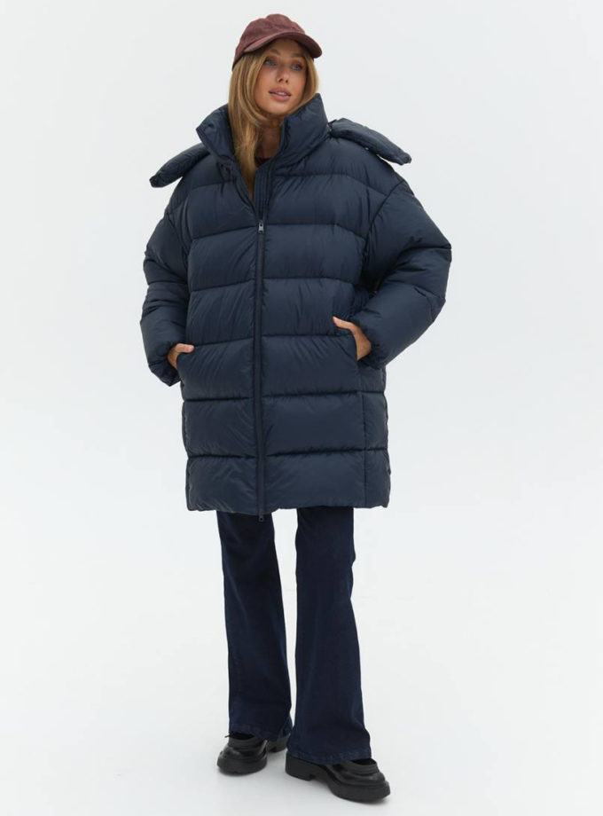 Пуховик подовжений синій TWICE (TWC_OW250405336)