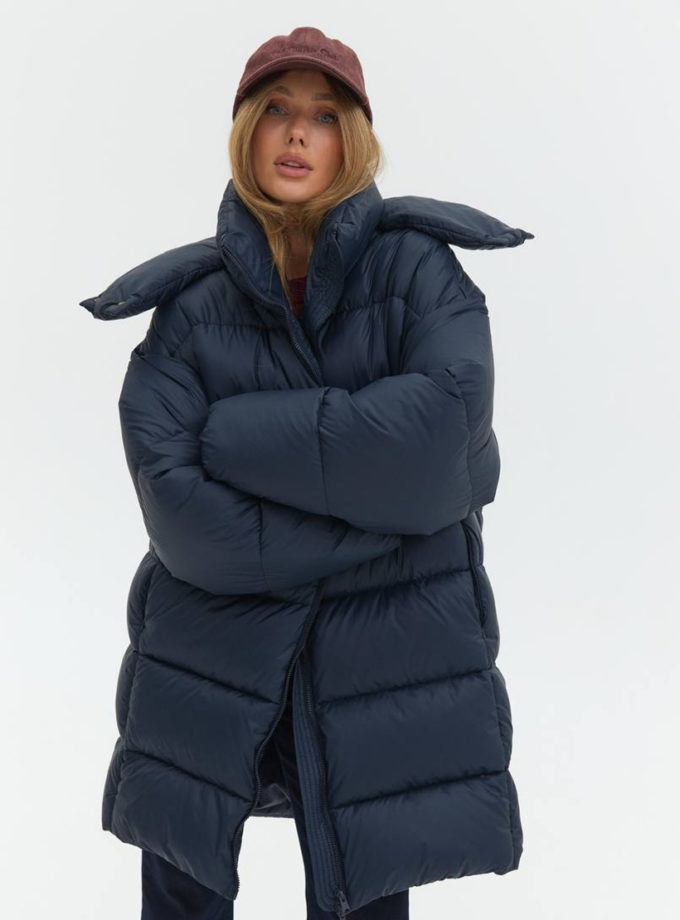 Пуховик подовжений синій TWICE (TWC_OW250405336)