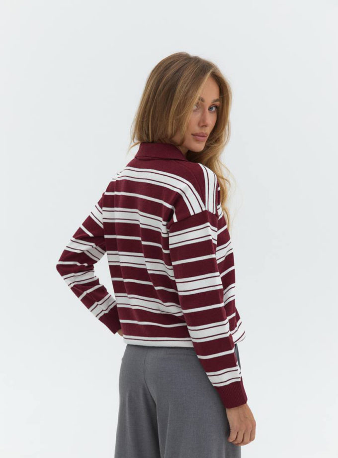 Джемпер поло в смужку бургунді TWICE (TWC_S025081934_brg)