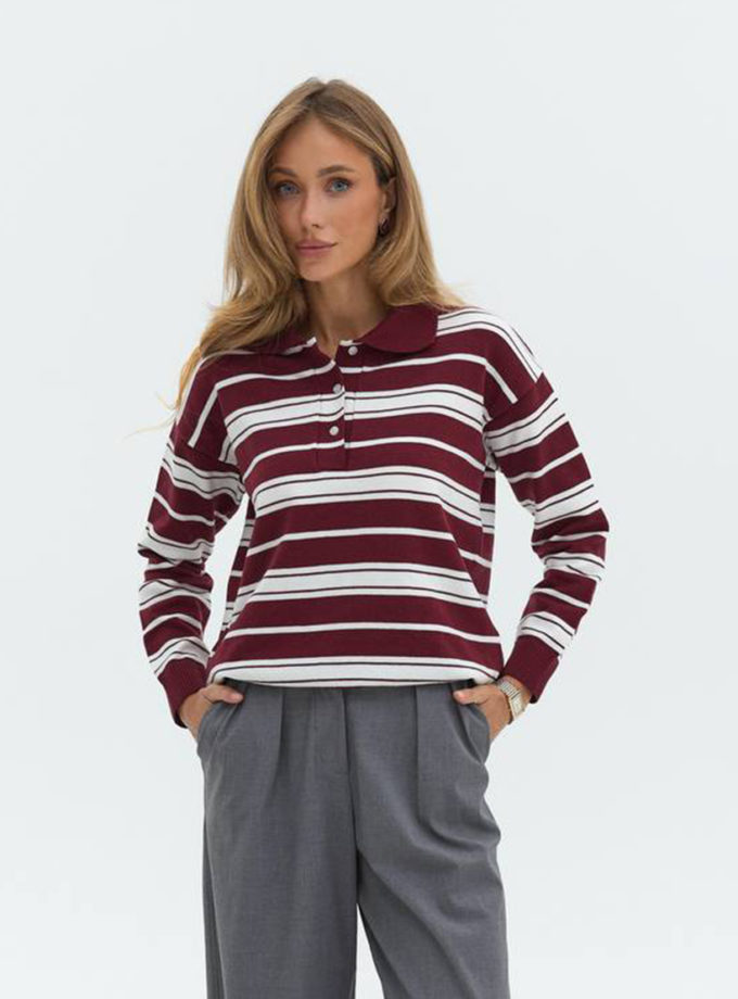 Джемпер поло в смужку бургунді TWICE (TWC_S025081934_brg)