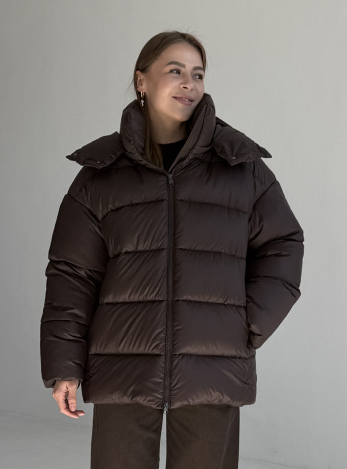 Пуховик базовий коричневий TWICE (TWC_OW250405349_br) - фото 5