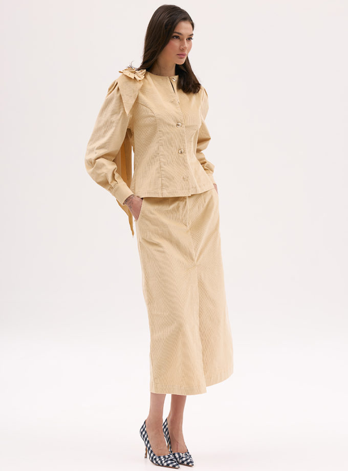 Вельветова спідниця міді в пісочному кольорі XM BY MALINOVSKAYA (XM_Monet_1__35)