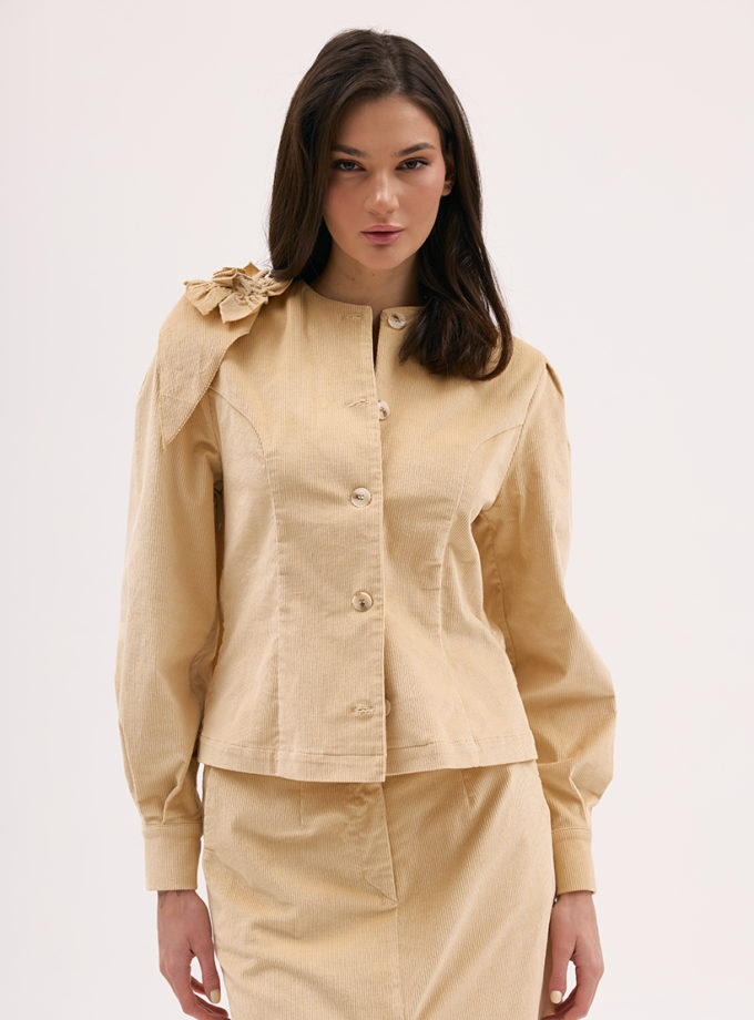 Сорочка з хустиною з вельвету в пісочному кольорі XM BY MALINOVSKAYA (XM_Monet_3__35)