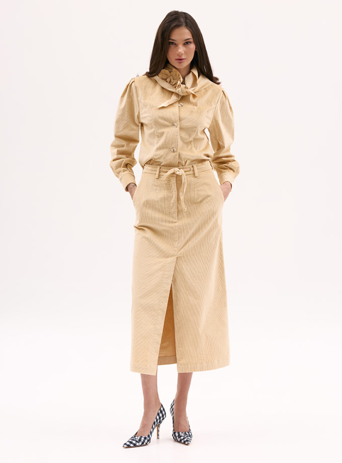 Вельветова спідниця міді в пісочному кольорі XM BY MALINOVSKAYA (XM_Monet_1__35)