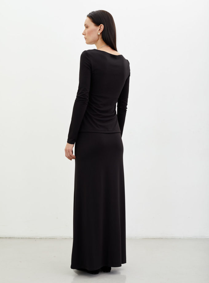 Лонгслів приталений чорний THE LACE (TLA_00002465)