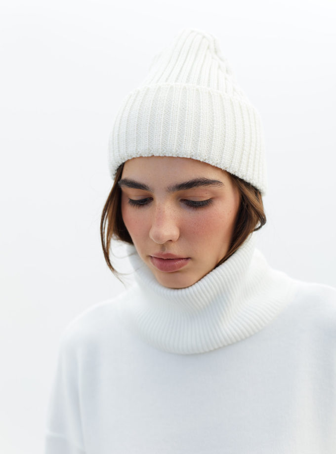 Шапка вовняна молочна THE LACE (TLA_00002615)