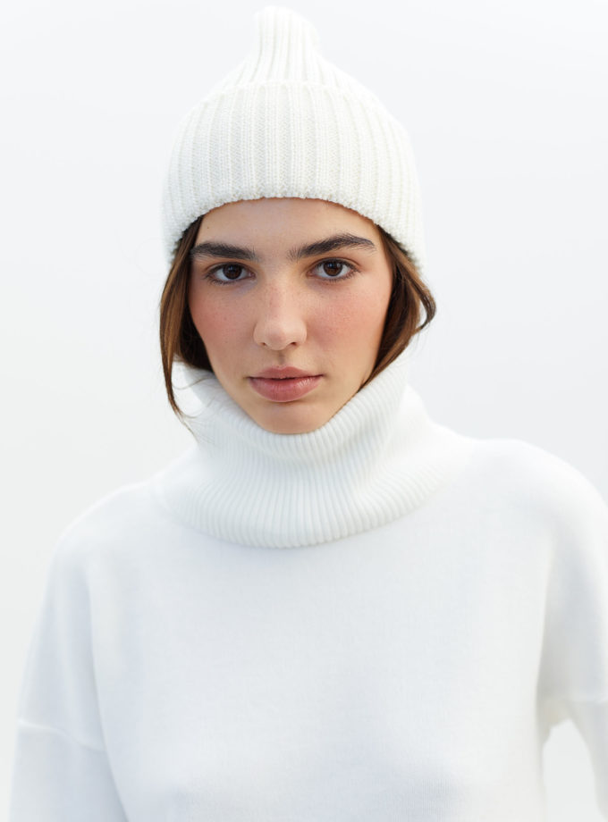 Шапка вовняна молочна THE LACE (TLA_00002615)