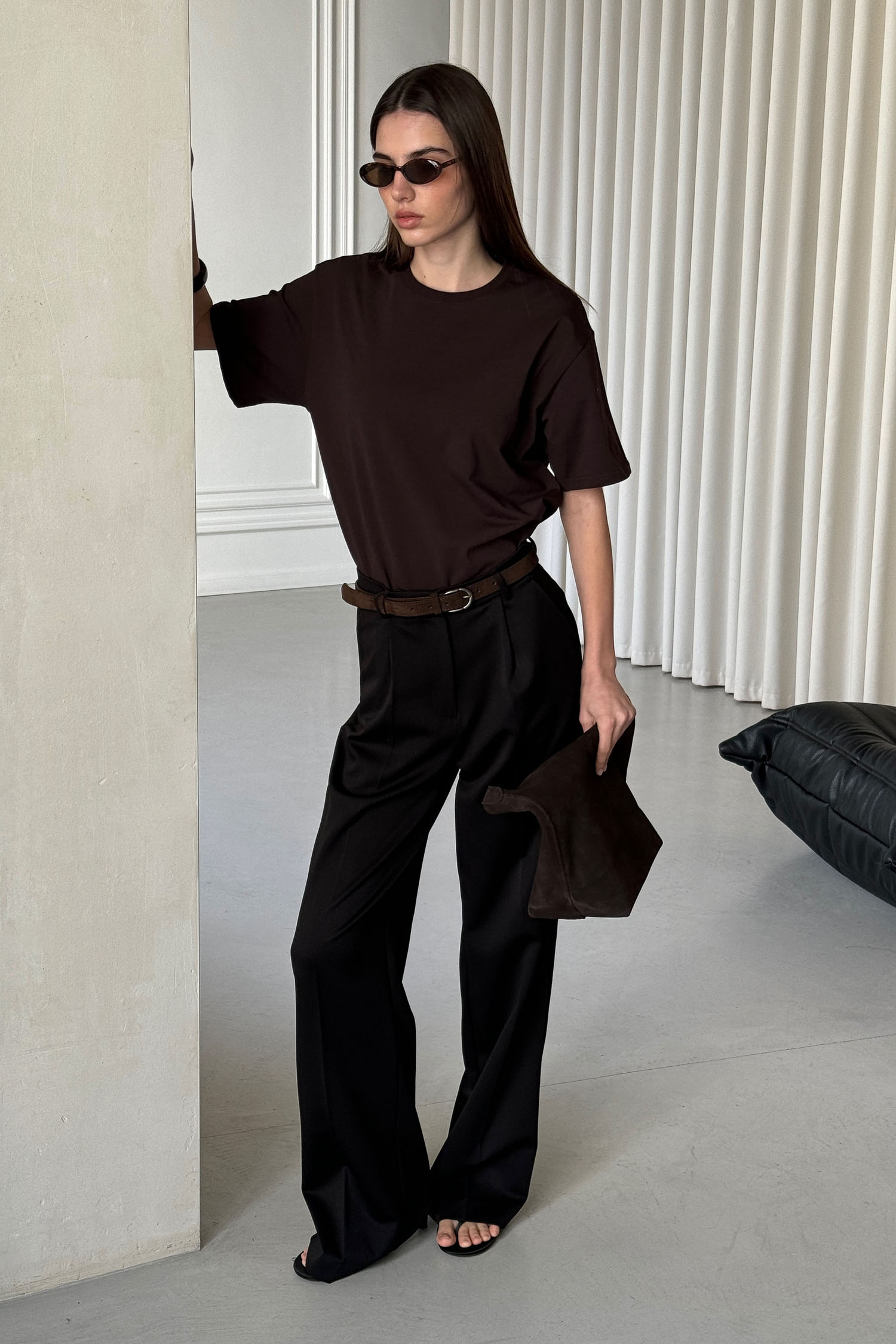 00002641-3 Замшевий ремінь із нікелевою пряжкою 25 мм шоколадний THE LACE (TLA_00002641) - фото 3