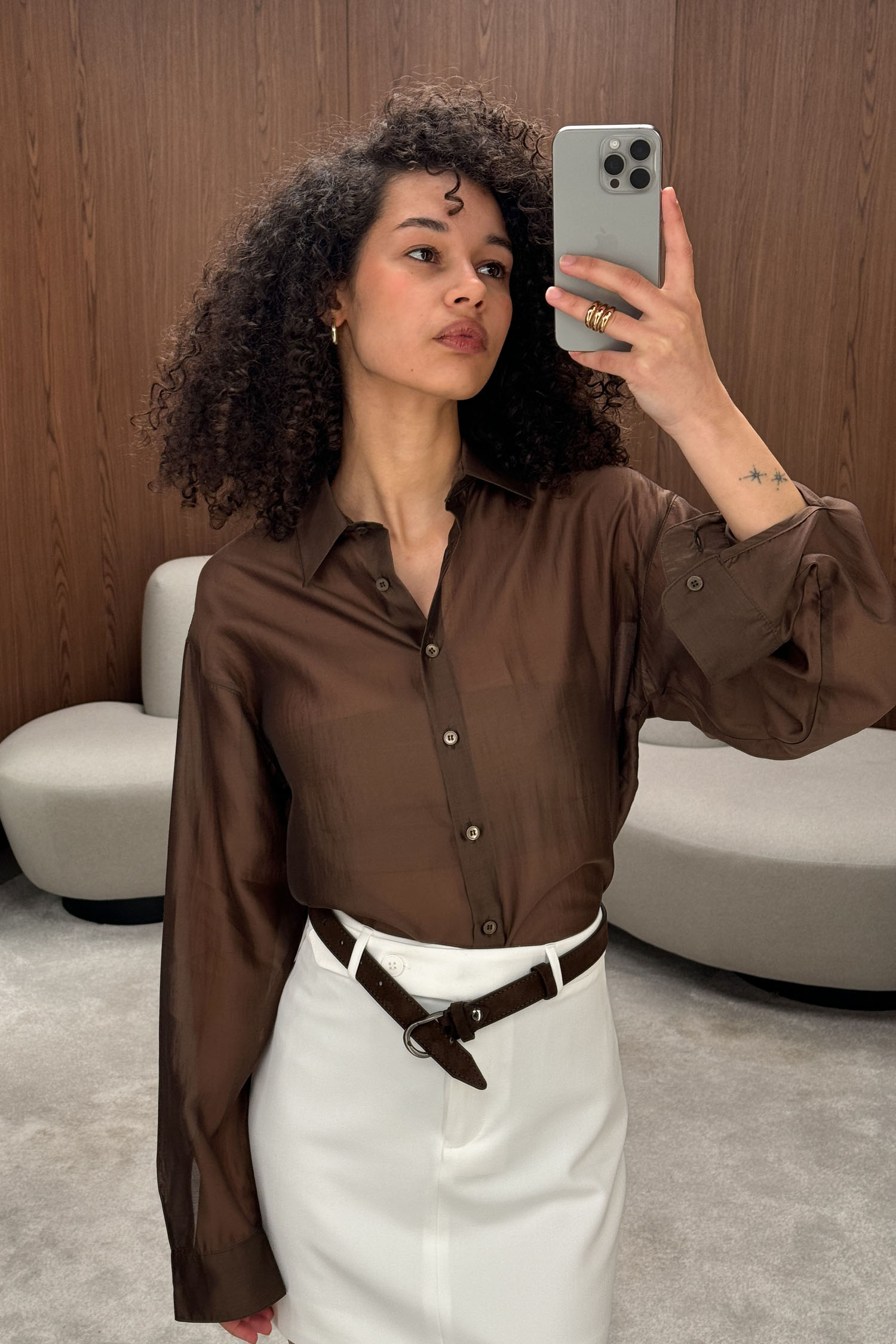 00002641-4 Замшевий ремінь із нікелевою пряжкою 25 мм шоколадний THE LACE (TLA_00002641) - фото 4