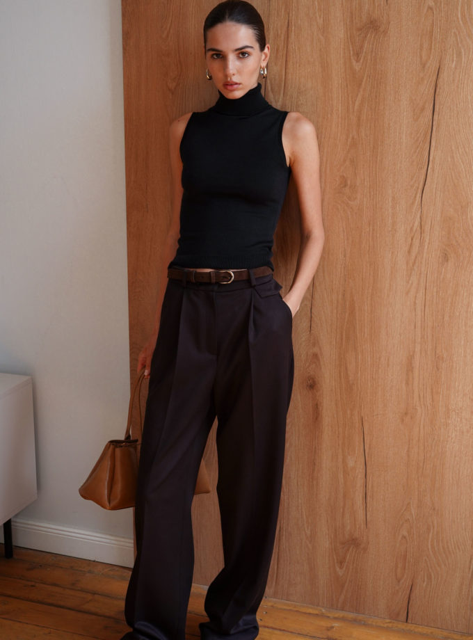 Трикотажний топ із високою горловиною чорний THE LACE (TLA_00003338)