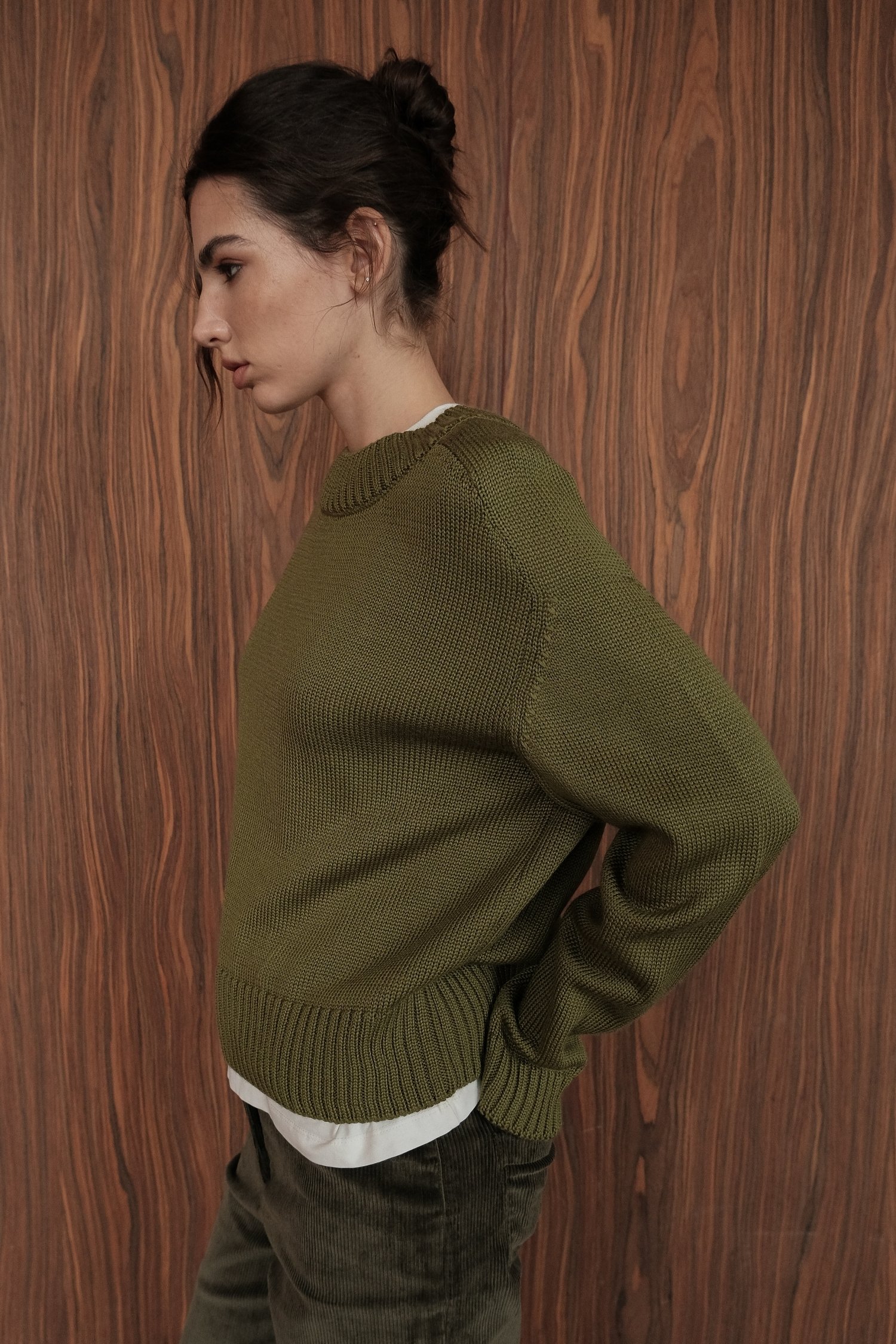 00003667-7 Джемпер вовняний прямого крою оливковий THE LACE (TLA_00003667) - фото 7