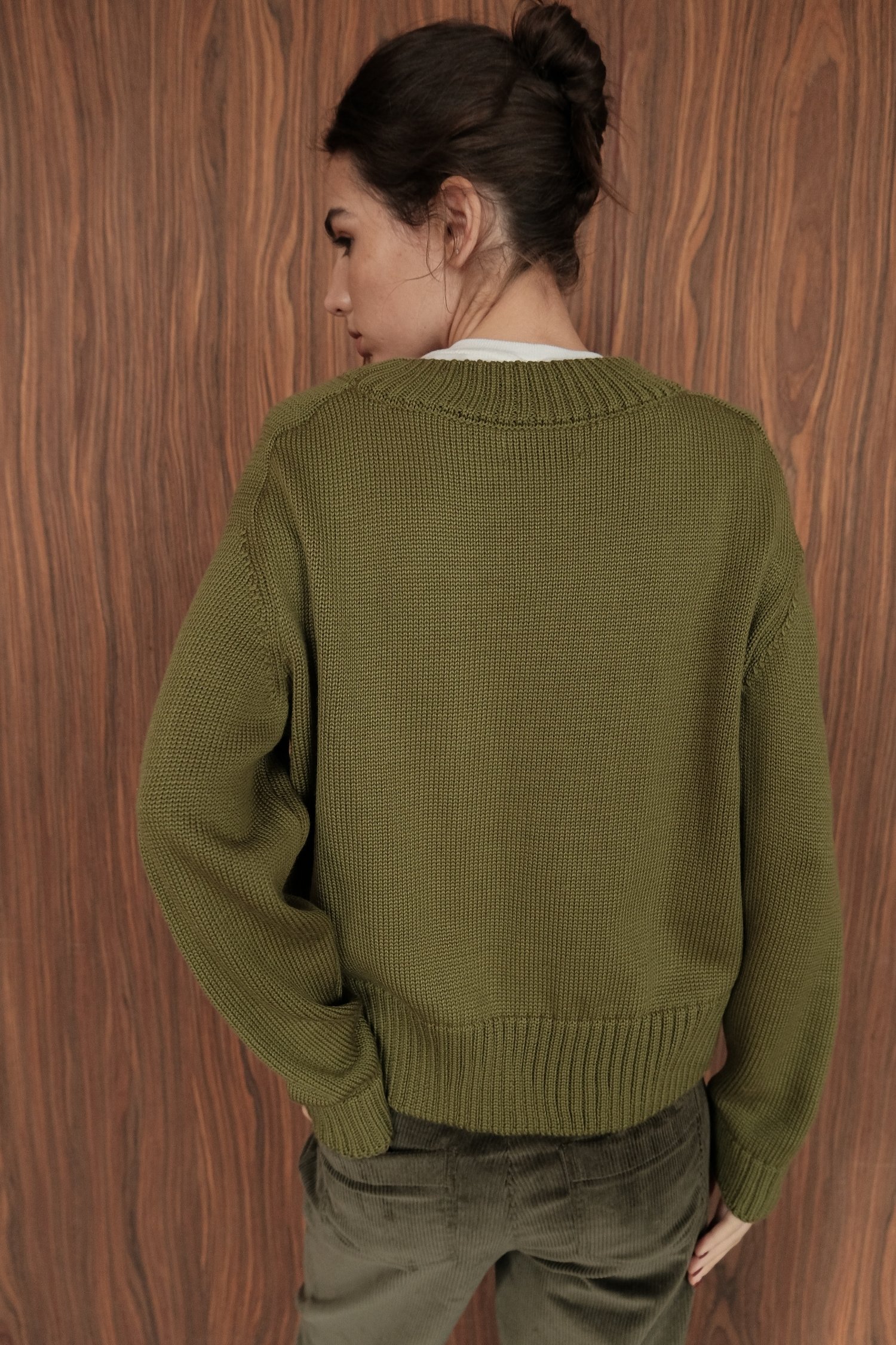 00003667-8 Джемпер вовняний прямого крою оливковий THE LACE (TLA_00003667) - фото 8