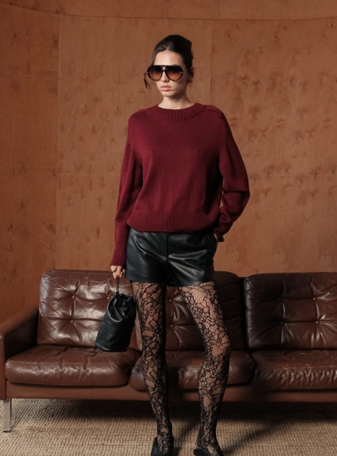 Джемпер вовняний прямого крою бордовий THE LACE (TLA_00003668)