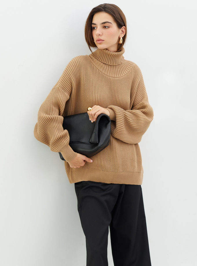 Трикотажний светр із об'ємними рукавами бежевий THE LACE (TLA_0068974)