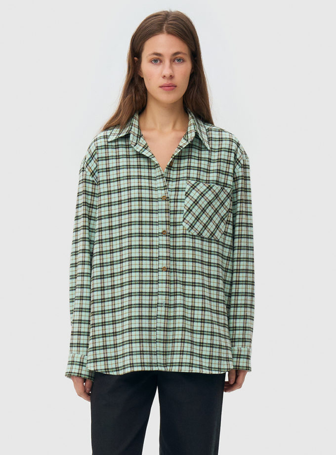 Сорочка оверсайз в клітинку - ментолова WKMF (WKMF_287_1)