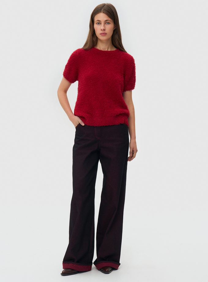 Джинси з підворотом - червоні WKMF (WKMF_284_4)