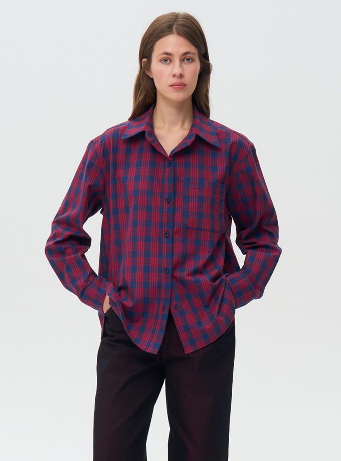 Сорочка оверсайз в клітинку - червона WKMF (WKMF_286_1)