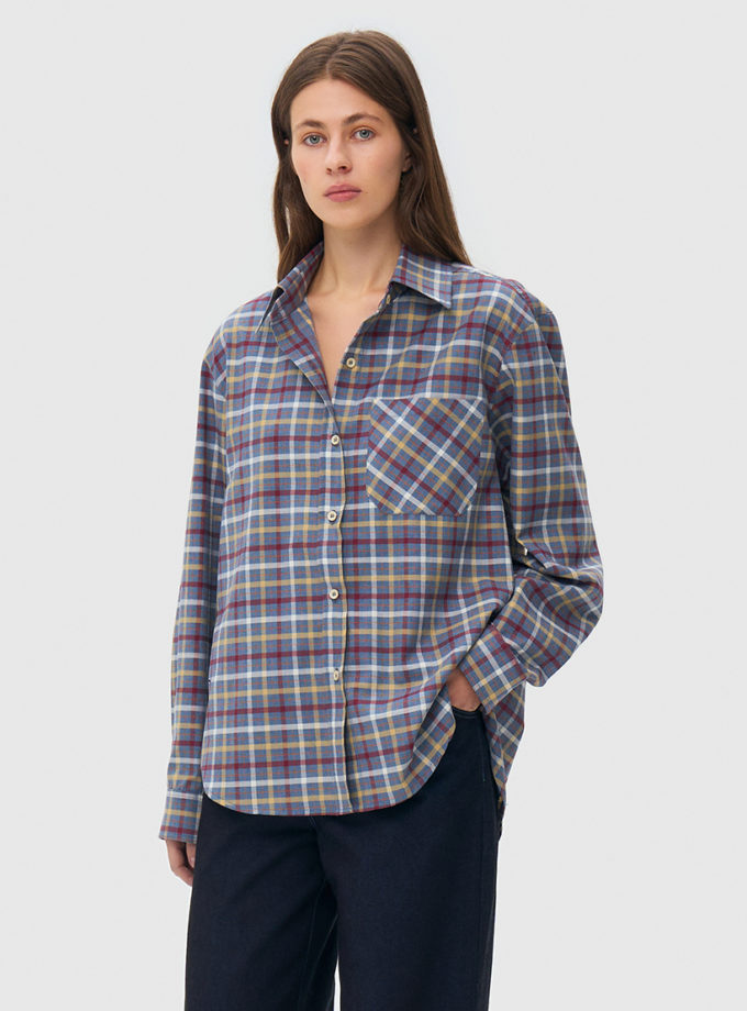 Сорочка оверсайз в клітинку - сіра WKMF (WKMF_286_2)