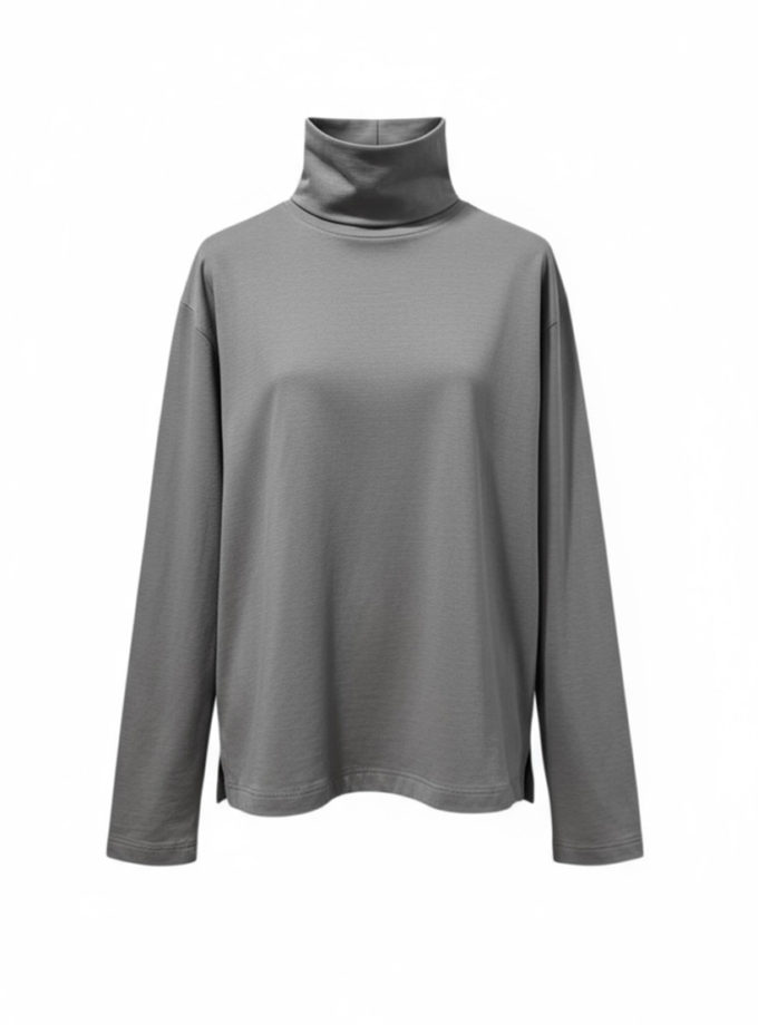 Лонгслів з воротом сірий ALEXANDER VANAVI (AV_COCO_00)