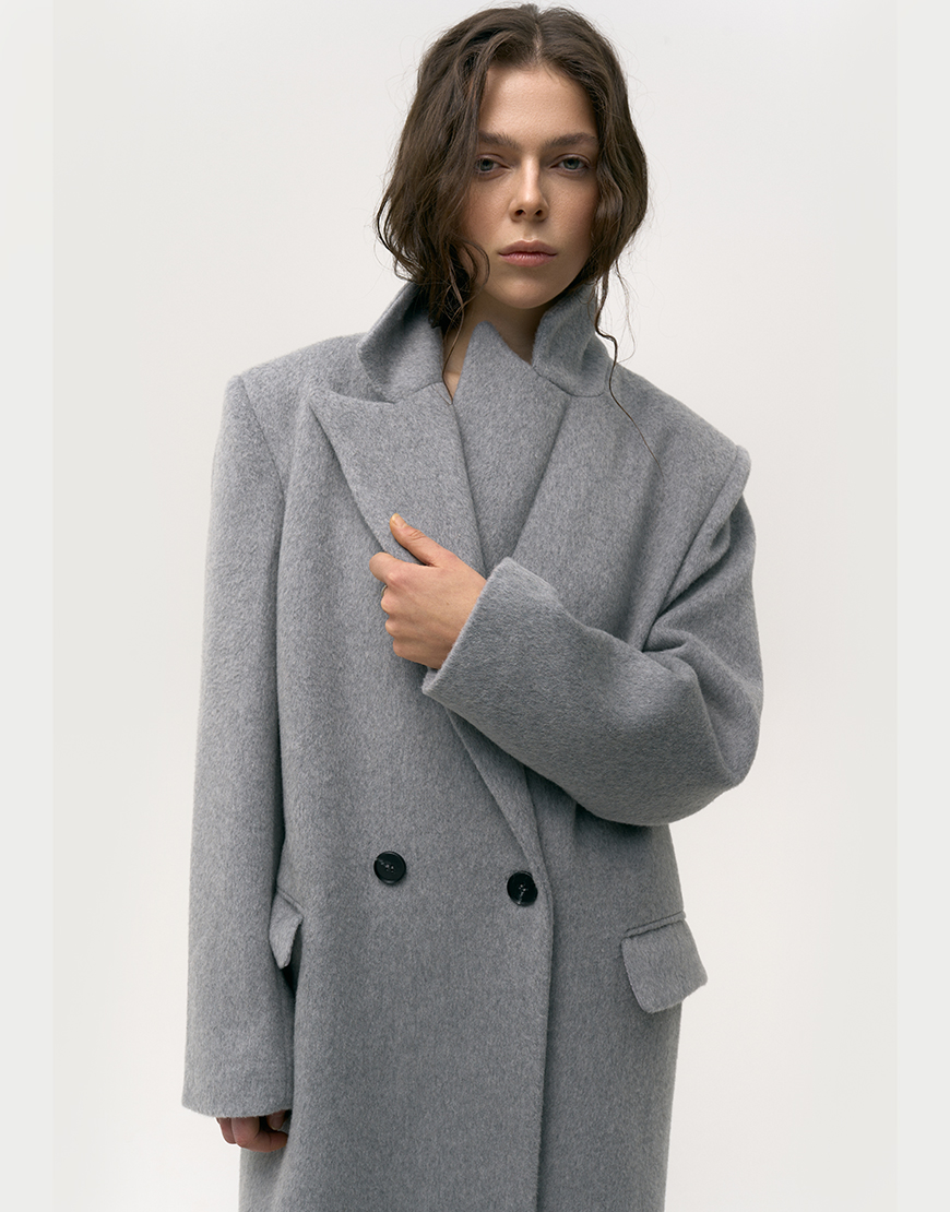 2048 Вовняне пальто сіре ALEXANDER VANAVI (AV_OLGA_01) - фото 5