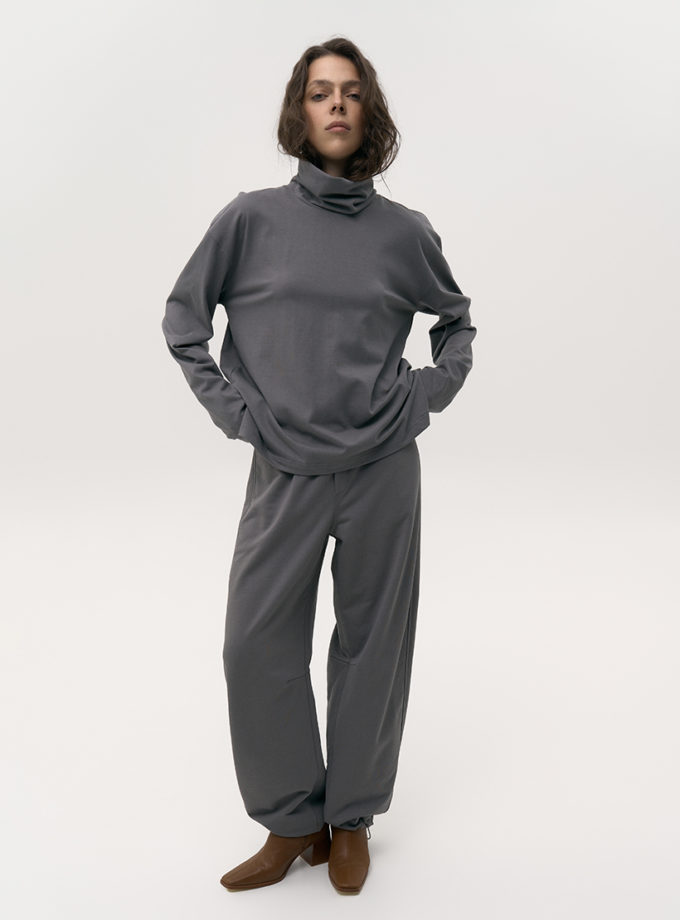 Спортивні штани на кулісці сірі ALEXANDER VANAVI (AV_DINA_00)