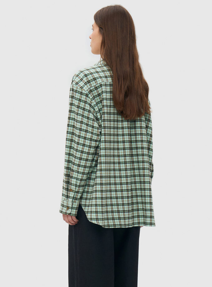 Сорочка оверсайз в клітинку - ментолова WKMF (WKMF_287_1)